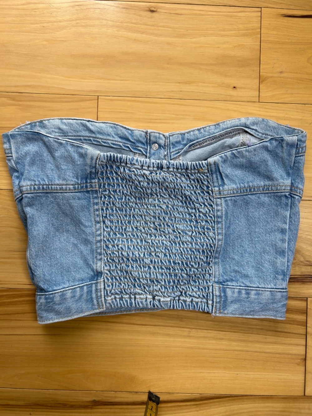 Zara Blue Denim Corset Style Strapless Top | Size Medium - Picture 5 of 7